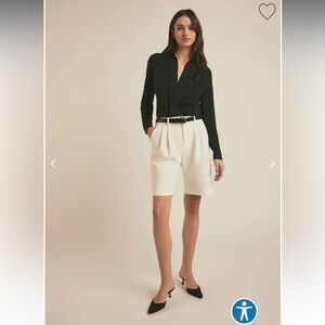 Favorite Daughter High Waist Cream Shorts THE LOW FAVORITE BERMUDA SHORT